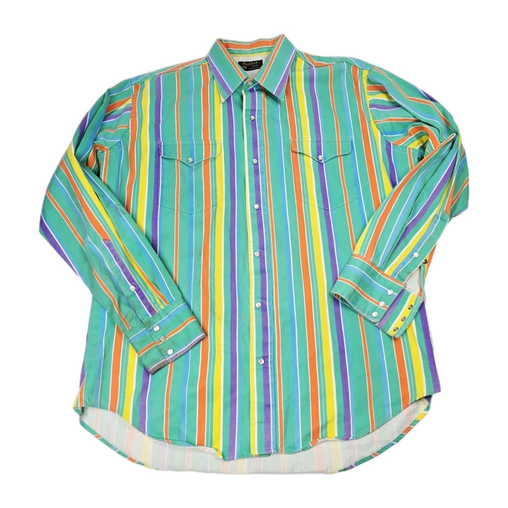 Ruddock Bros Shirt XL Multicolor Western Pearl Snap USA Made‎ Cowboy Rodeo Bull